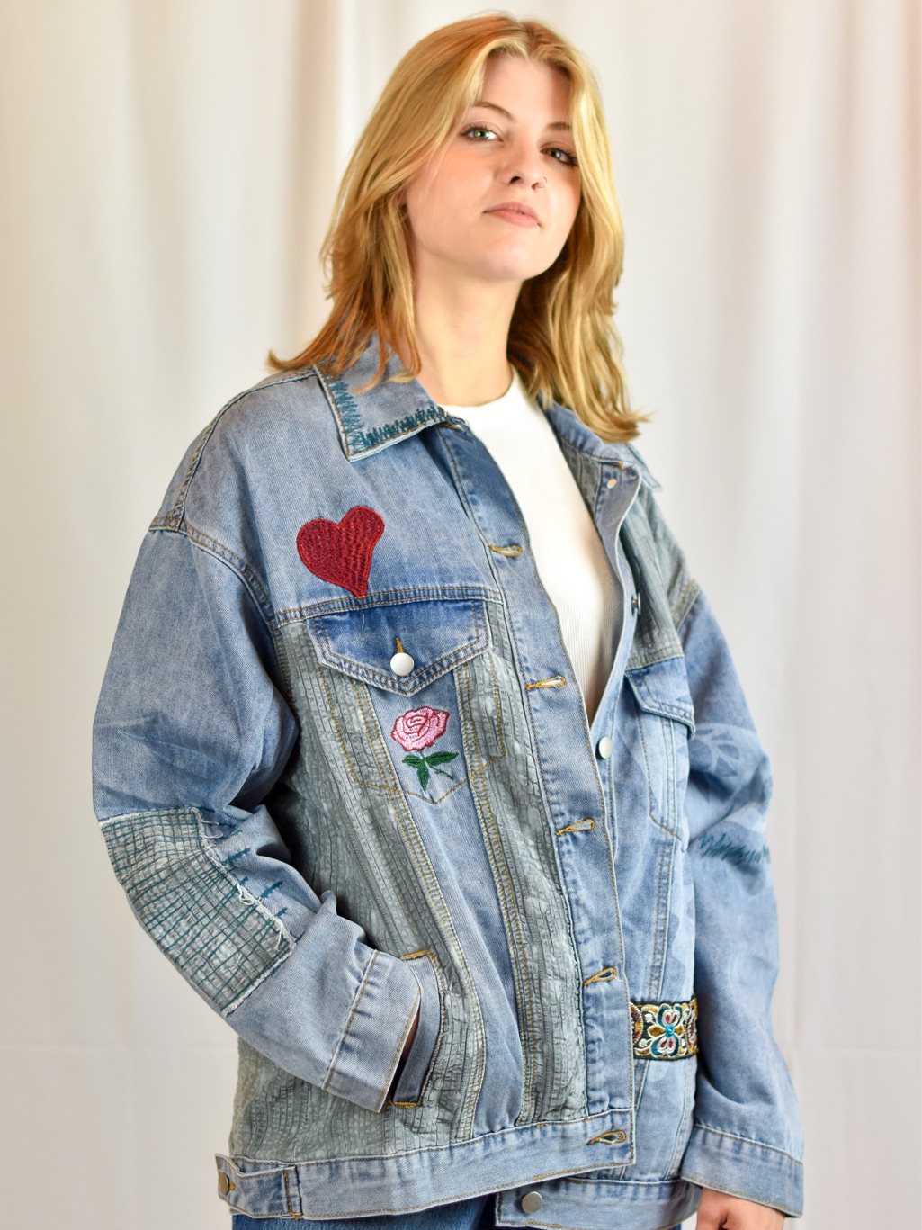 Pol Denim Jacket Trendy Embroidered Nwt